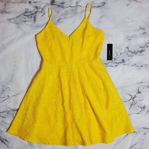 Lulus Yellow Lace Skater Dress